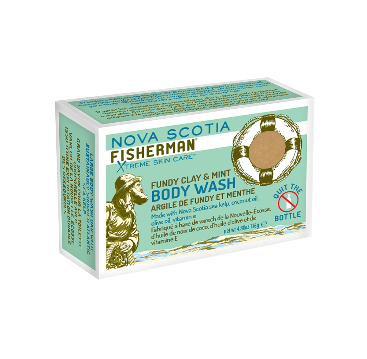 Body Wash Bar 136g — Fundy Clay & Mint
